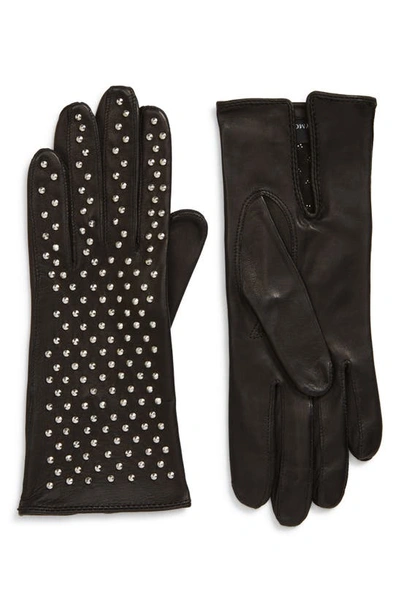 Shop Seymoure Kelly Studded Leather Gloves In Black