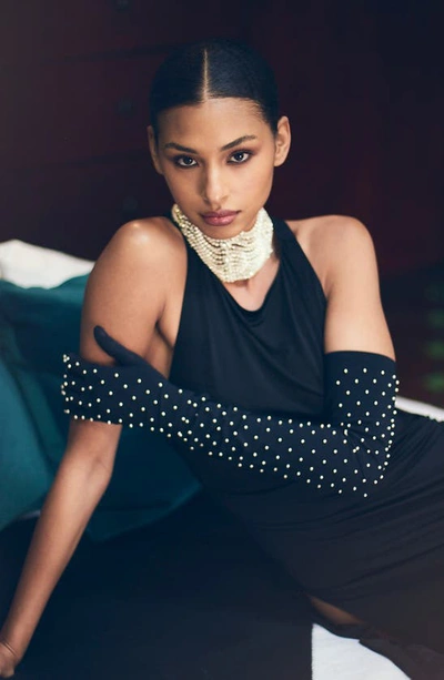 Seymoure Kelly Studded Leather Gloves In Black