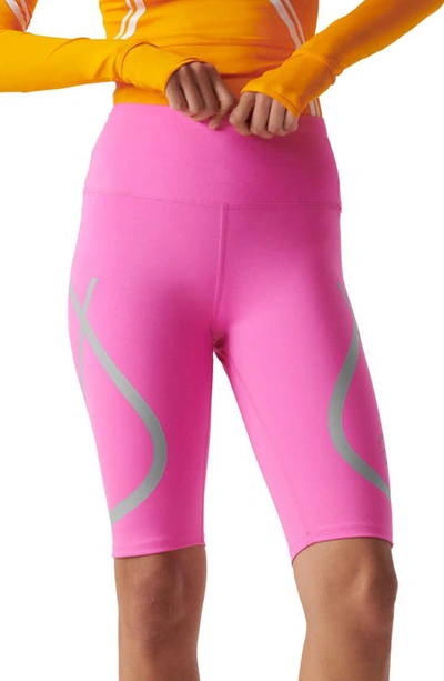 Adidas By Stella Mccartney Truepace High Waist Stretch Recycled Polyester Bike Shorts In Screaming Pink