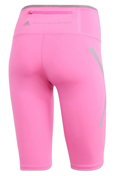 Adidas By Stella Mccartney Truepace High Waist Stretch Recycled Polyester Bike Shorts In Screaming Pink