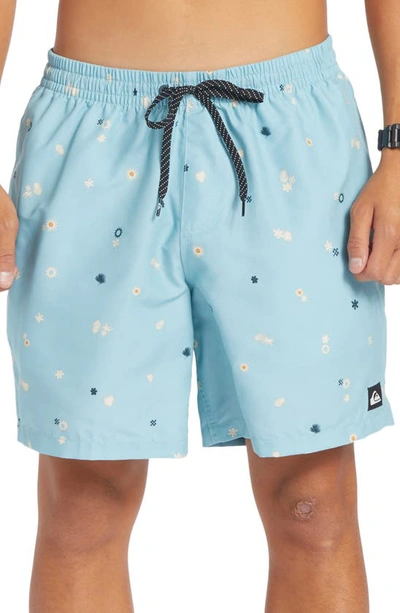 Shop Quiksilver Everyday Mix Volley Swim Trunks In Celestial Blue