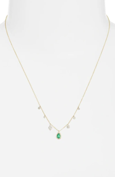Meira T Diamond & Emerald Pendant Necklace In Yellow
