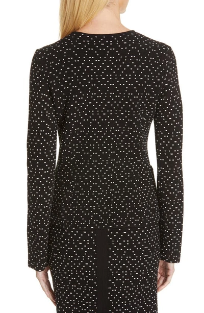 Shop Emporio Armani Polka Dot Asymmetrical Jacket In Black/ White