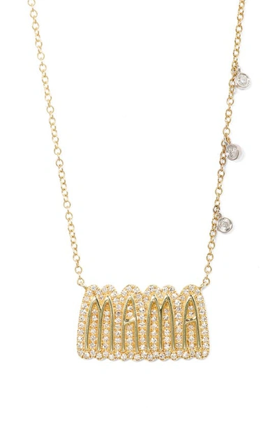 Shop Meira T Mama Diamond Pendant Necklace In Yellow