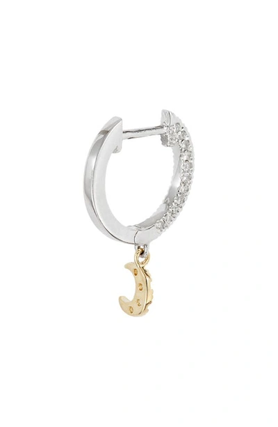 Meira T Diamond Moon Drop Huggie Hoop Earrings In Yellow