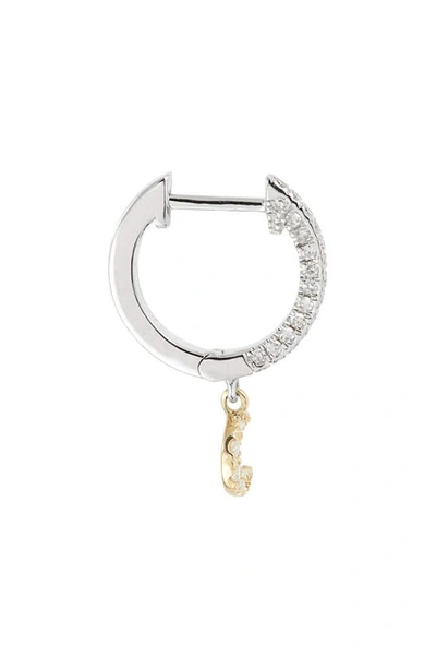 Meira T Diamond Moon Drop Huggie Hoop Earrings In Yellow