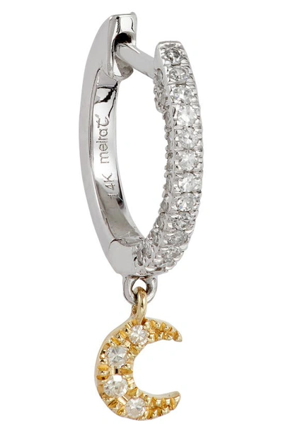 Meira T Diamond Moon Drop Huggie Hoop Earrings In Yellow