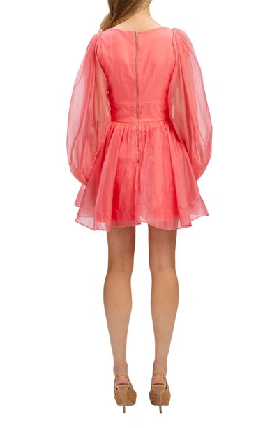 Shop Bardot Eva Long Sleeve Organza Minidress In Melon