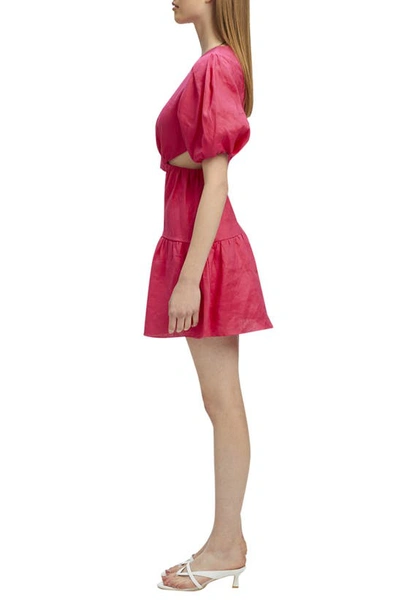 Shop Bardot Mimi Cutout Linen Minidress In Hot Pink