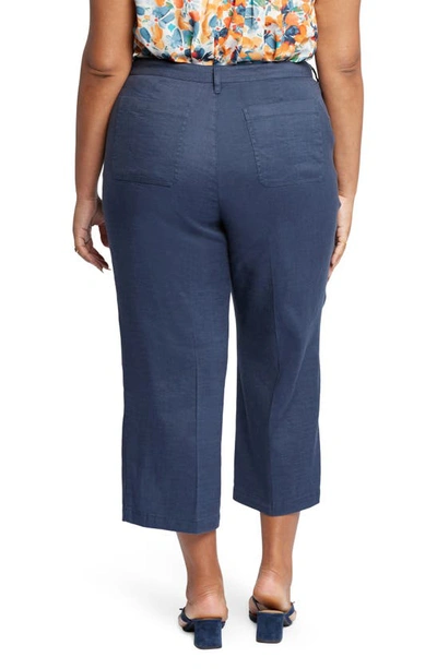 Nydj Utility Wide Leg Capri Linen Blend Pants In Oxford Navy