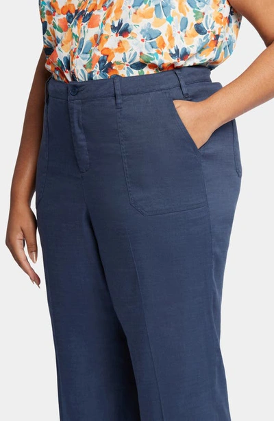 Nydj Utility Wide Leg Capri Linen Blend Pants In Oxford Navy