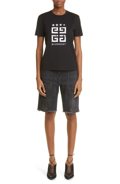 Shop Givenchy Slim Logo Cotton Graphic T-shirt In Black