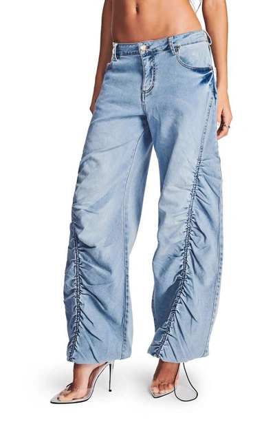 Shop Retroféte Giselli Low Rise Parachute Jeans In Celeste