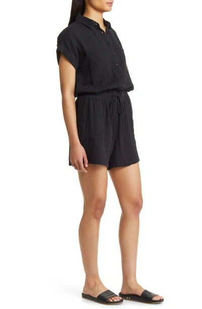 Beachlunchlounge Cotton Gauze Romper In Black