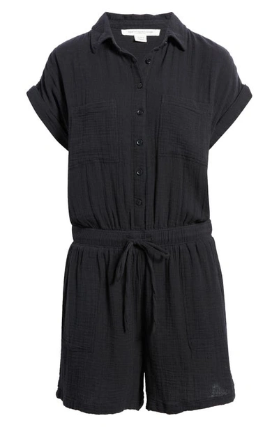 Beachlunchlounge Cotton Gauze Romper In Black