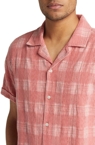 Shop Rails Dresden Check Short Sleeve Button-up Camp Shirt In Sunrise Red
