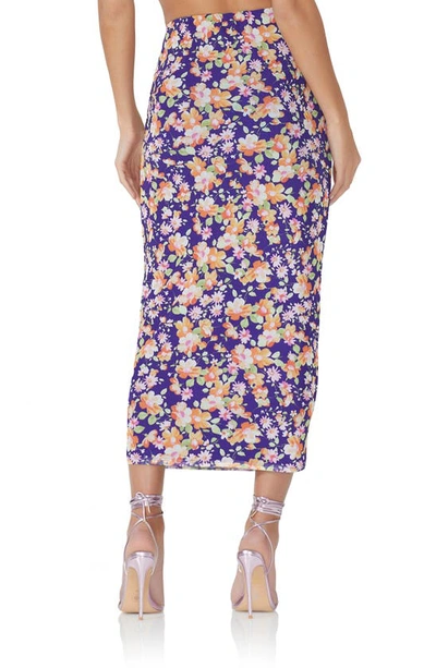 Shop Afrm Abigal Print Maxi Skirt In Purple/ Orange Blossom