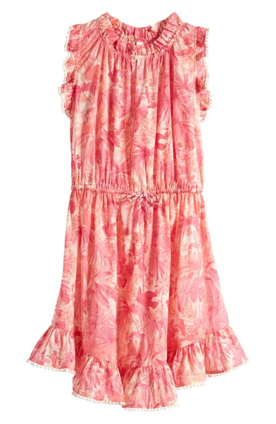 Shop Zimmermann Kids' Ginger Floral Sleeveless Flip Dress (toddler, Little Kid In Pink Palm