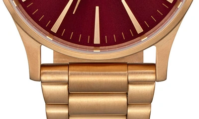 Shop Nixon Sentry Bracelet Watch, 42mm In Oxblood Sunray / Gold