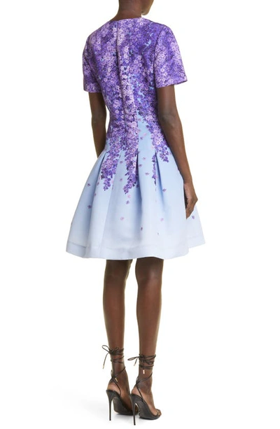 Shop Oscar De La Renta Lilac Print Faille Dress In Lilac/ Blue