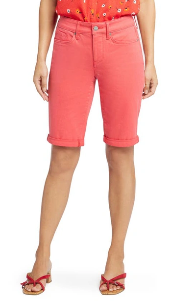 Shop Nydj Briella Cuffed Bermuda Shorts In Red Fox