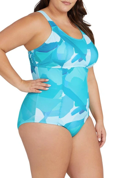 Shop Artesands Hockney Cutout Chlorine Resistant One-piece Swimsuit In Blue