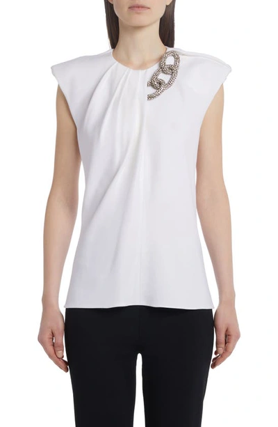 Shop Stella Mccartney Falabella Crystal Links Knit Top In 9001 White