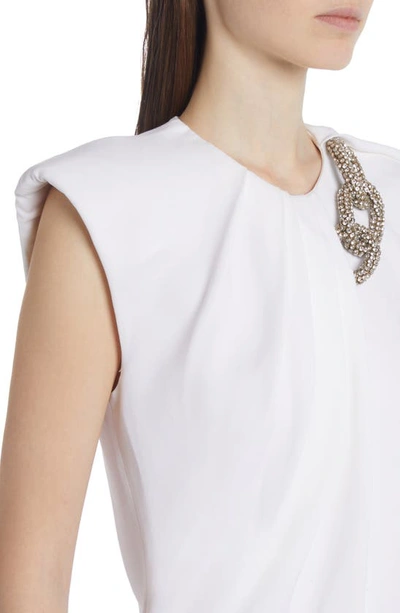 Shop Stella Mccartney Falabella Crystal Links Knit Top In 9001 White