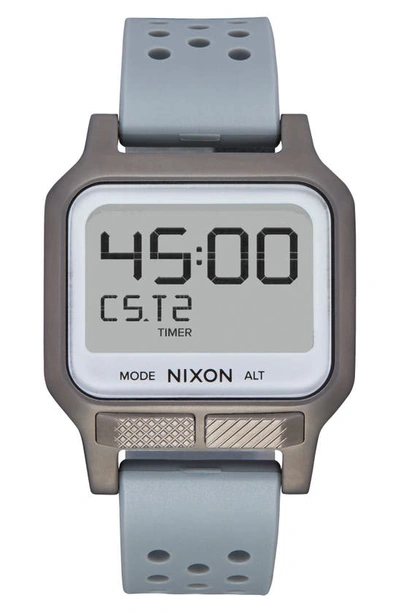 Shop Nixon Heat Digital Rubber Strap Watch In Gunmetal Positive