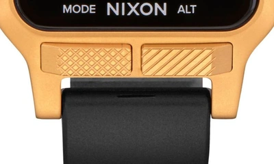 Shop Nixon Heat Digital Rubber Strap Watch In Gold / Black