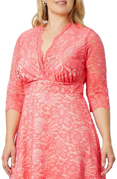 Shop Kiyonna Mademoiselle Lace A-line Dress In Coral