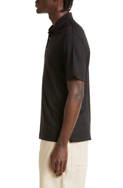 Zegna High Performance Wool Polo Shirt In Black
