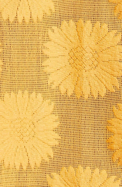 Shop Bode Sunflower Lace Short Sleeve Button-up Shirt In Golden