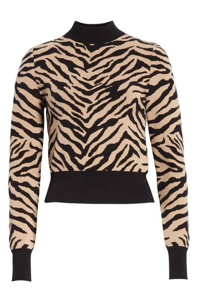 Shop A.l.c Lola Tiger Print Sweater In Taupe/ Black