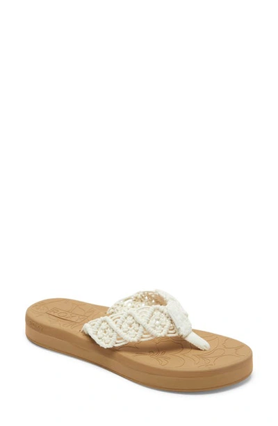 Shop Roxy Colbee Knotted Strap Platform Flip Flop In Cream