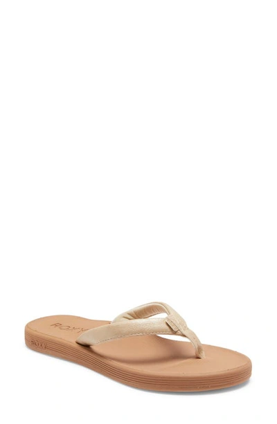 Shop Roxy Solana Flip Flop In Gold