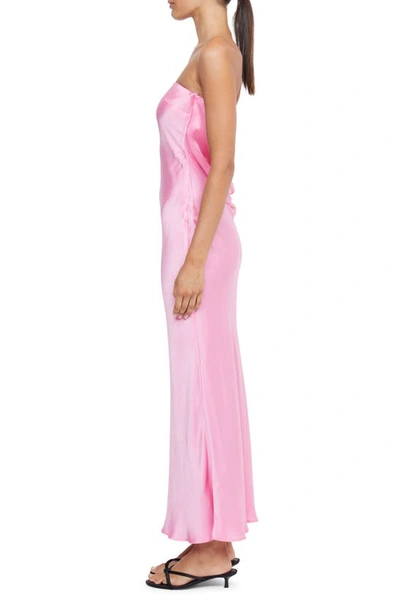 Shop Bec & Bridge Moondance Strapless Satin Maxi Dress In Candy Pink