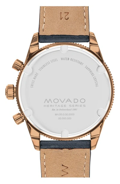 Shop Movado Heritage Calendoplan Chronograph Leather Strap Watch, 42mm In Gray