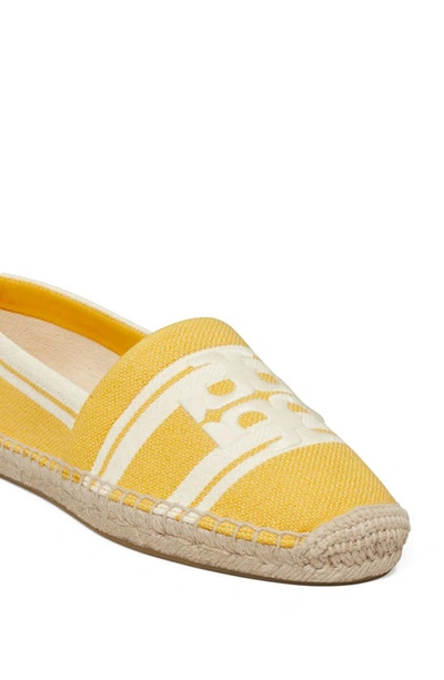 Shop Tory Burch Double T Jacquard Espadrille In Mellow Yellow / Ash White