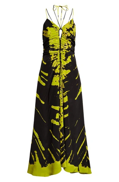 Shop Altuzarra Chikadi Teardrop Shibori Sleeveless Silk Dress In 270327 Black Gecko