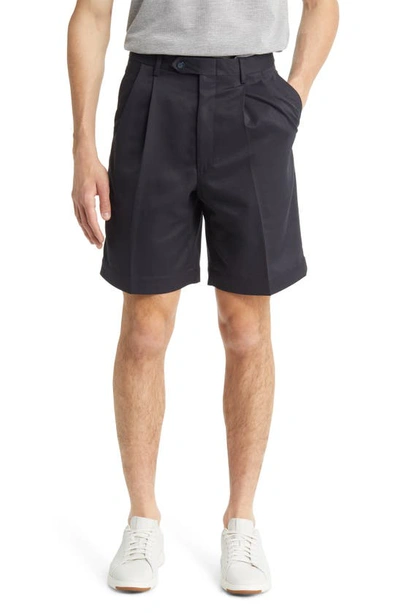 Shop Berle Pleated Shorts In Navy