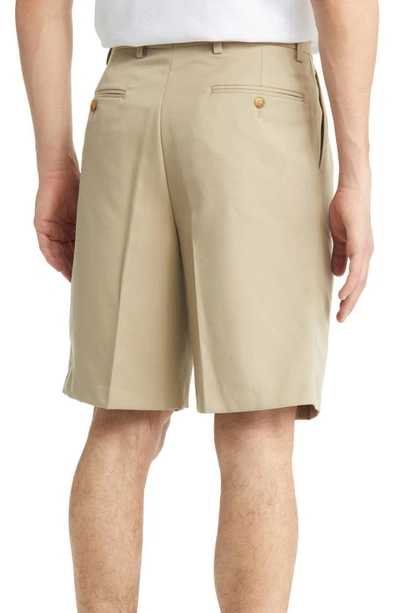 Shop Berle Pleated Shorts In Tan