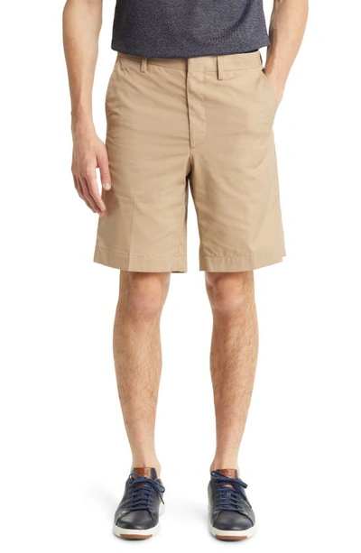 Shop Berle Prime Flat Front Shorts In Tan