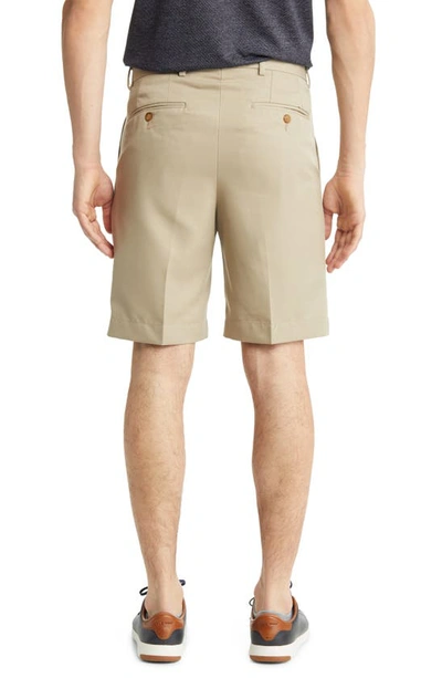 Berle Microfiber Flat Front Shorts In Tan