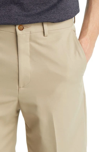Berle Microfiber Flat Front Shorts In Tan