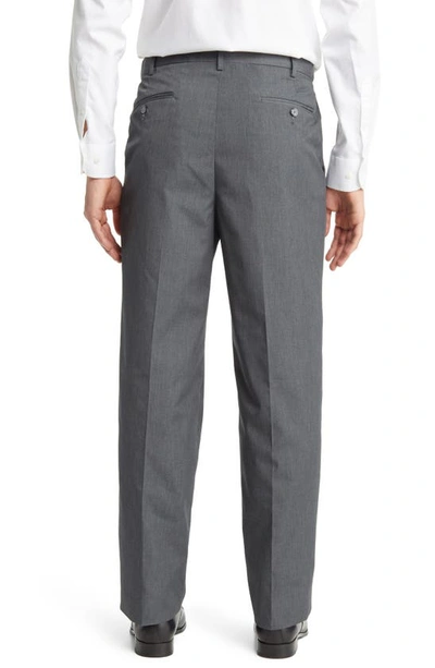 Shop Berle Self Sizer Waist Flat Front Classic Fit Trousers In Grey