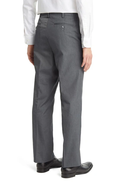 Berle Prim Self Sizer Waist Flat Front Poplin Trousers In Grey