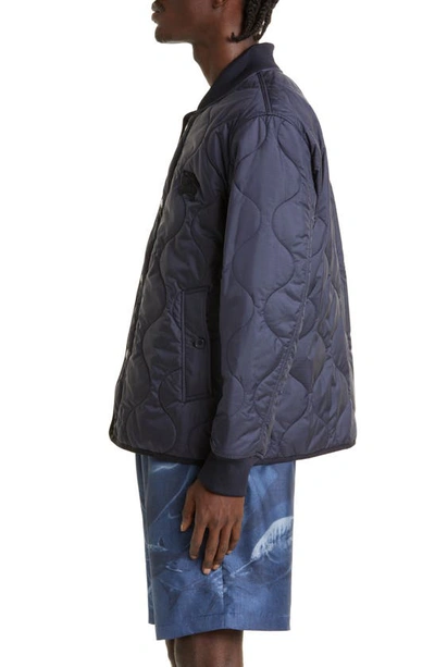 Shop Burberry Broadfiled Quilted Bomber Jacket In Smoked Navy