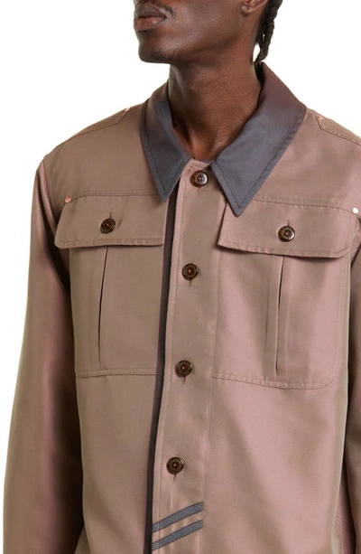 Shop Kiko Kostadinov Mcnamara Uniform Cotton Blend Overshirt In Antique Copp/oxidized Copper