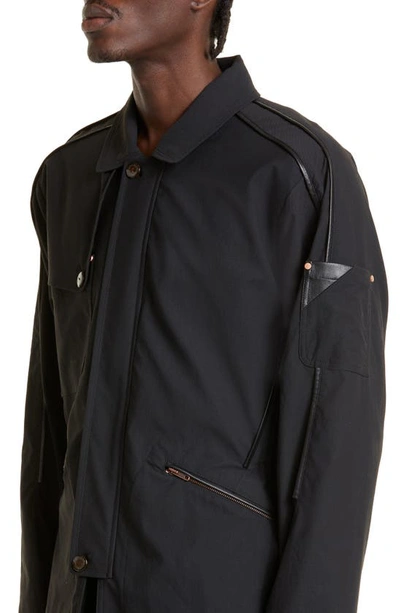 Kiko Kostadinov Mcnamara Uniform Stretch Nylon & Leather Jacket In